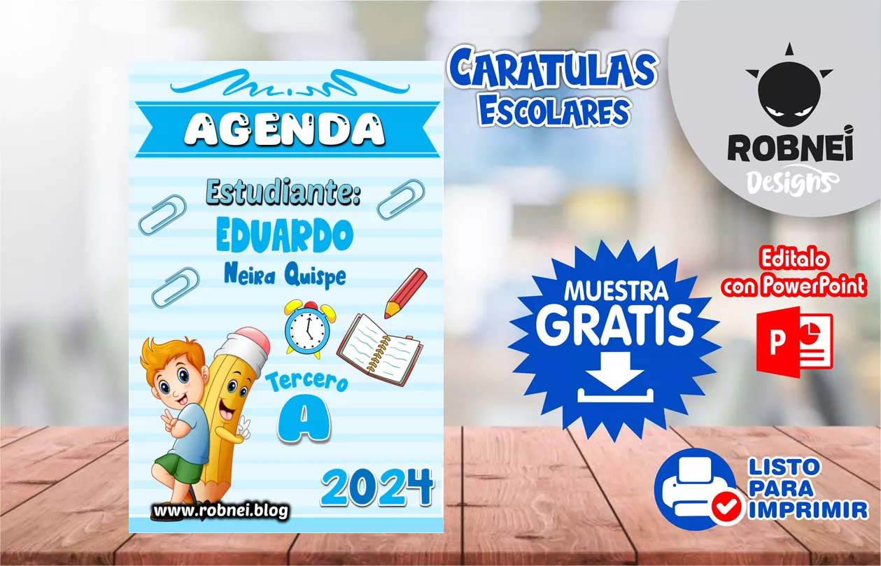 Cartula de Agenda Caratula Celeste MUESTRA GRATIS