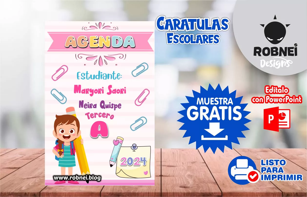 Cartula de Agenda Caratula Rosa MUESTRA GRATIS