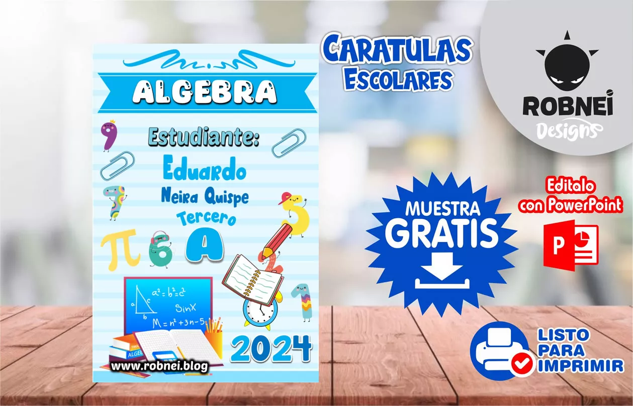 Cartula de Algebra Caratula Celeste MUESTRA GRATIS