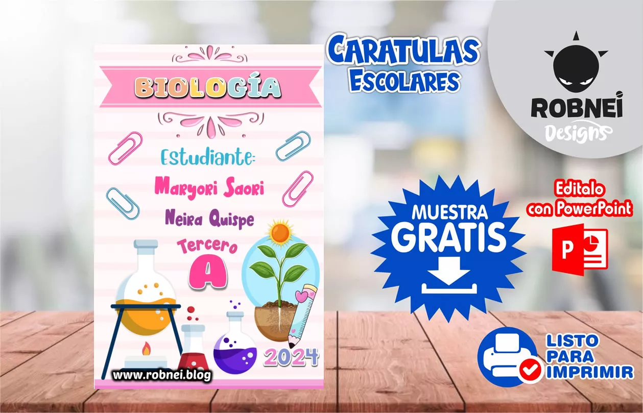 Cartula de Biologia Caratula Rosa MUESTRA GRATIS