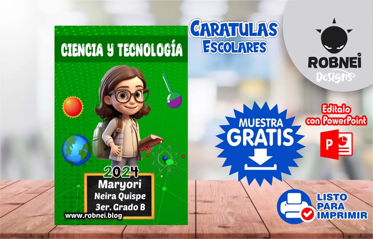 Cartula de Ciencia y Tecnologia Estudiante Girl Caratula MUESTRA GRATIS