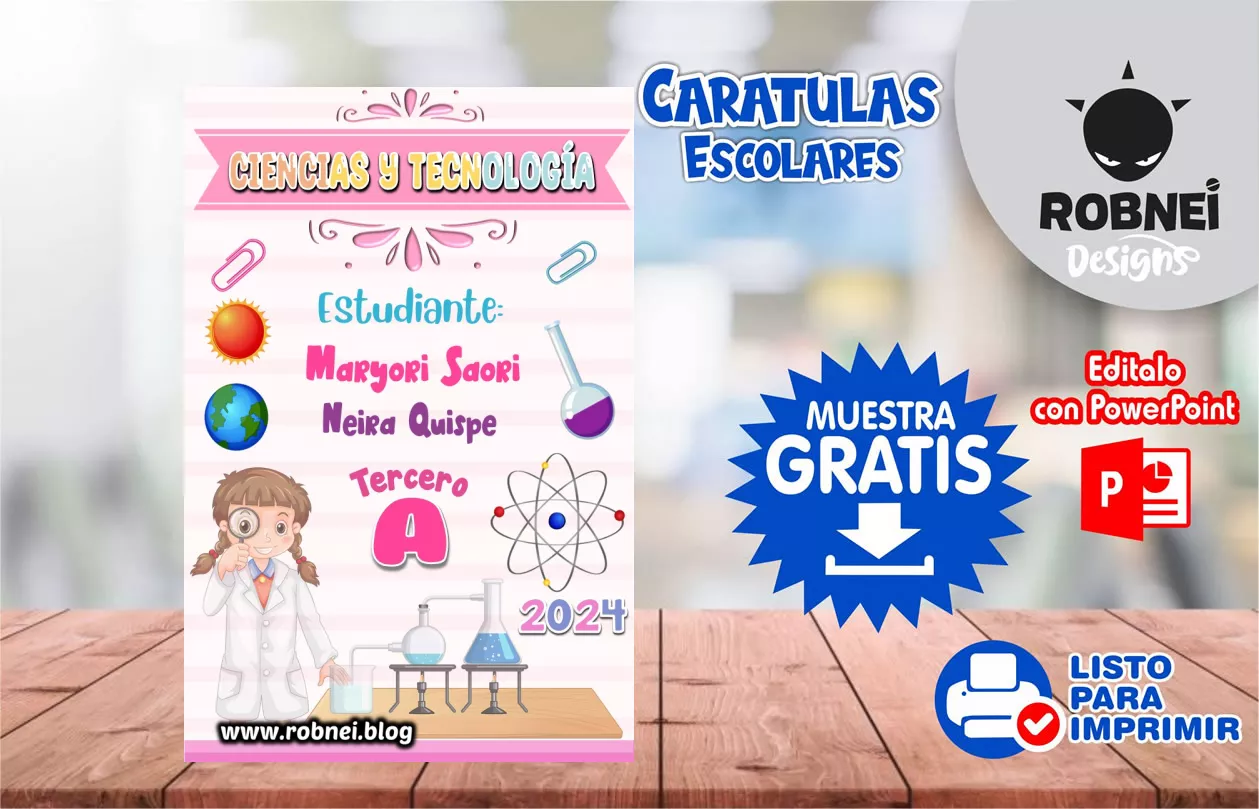 Cartula de Ciencias y Tecnologia Caratula Rosa MUESTRA GRATIS