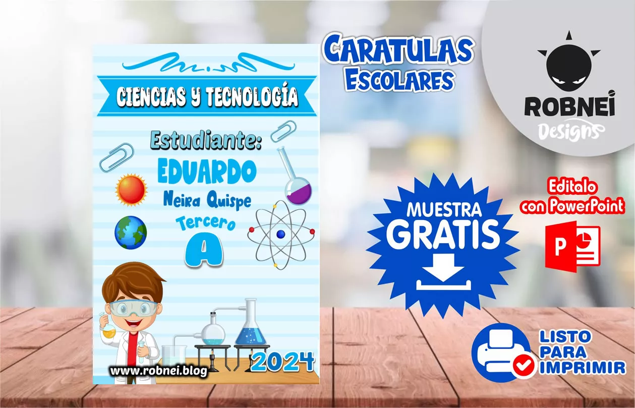 Cartula de Ciencias y Tecnologia Celeste Caratula MUESTRA GRATIS