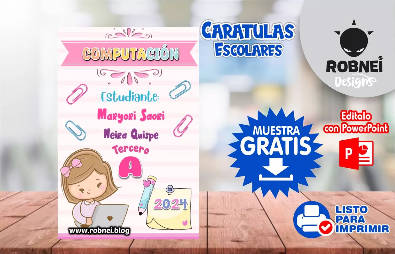 Cartula de Computacion Caratula Rosa MUESTRA GRATIS