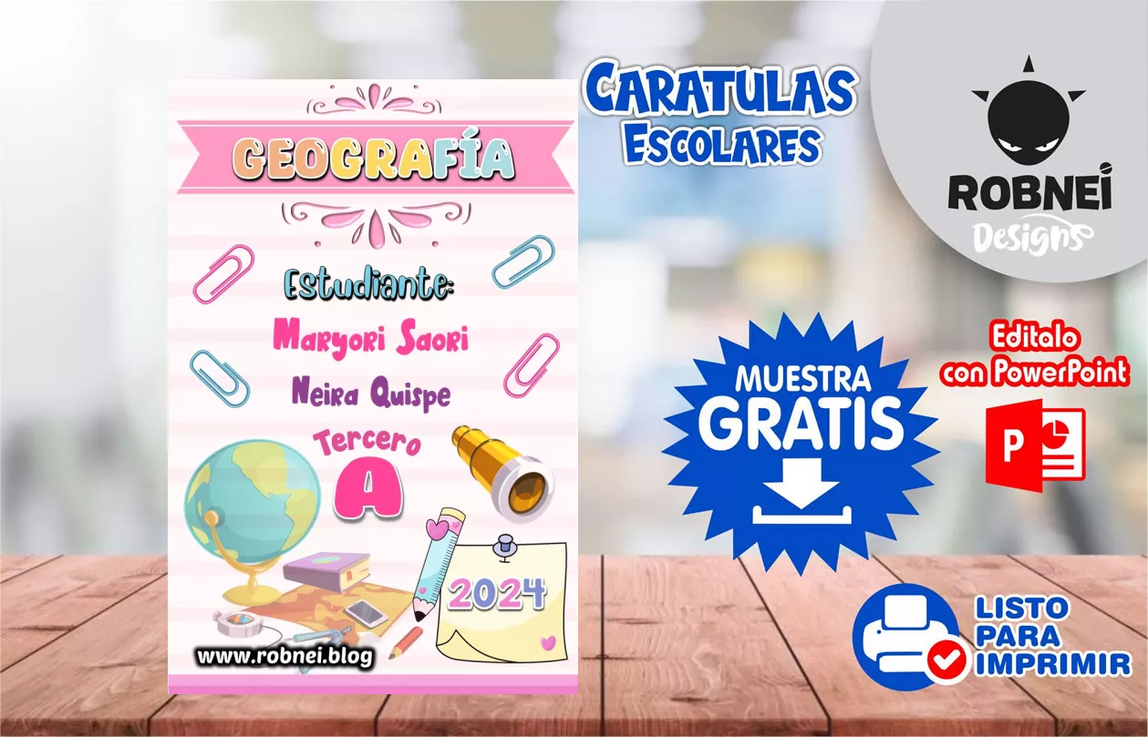 Cartula de Geografia Caratula Rosa MUESTRA GRATIS