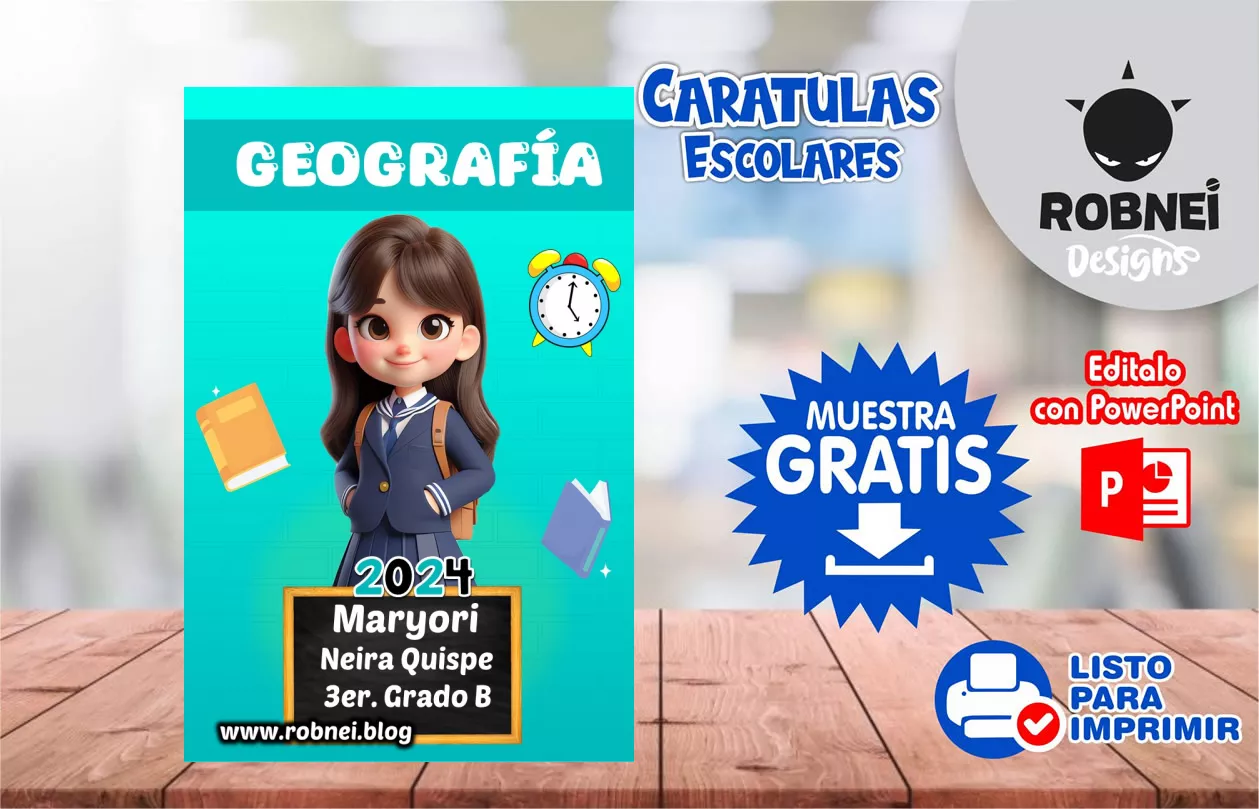 Cartula de Geografia Estudiante Girl Caratula MUESTRA GRATIS