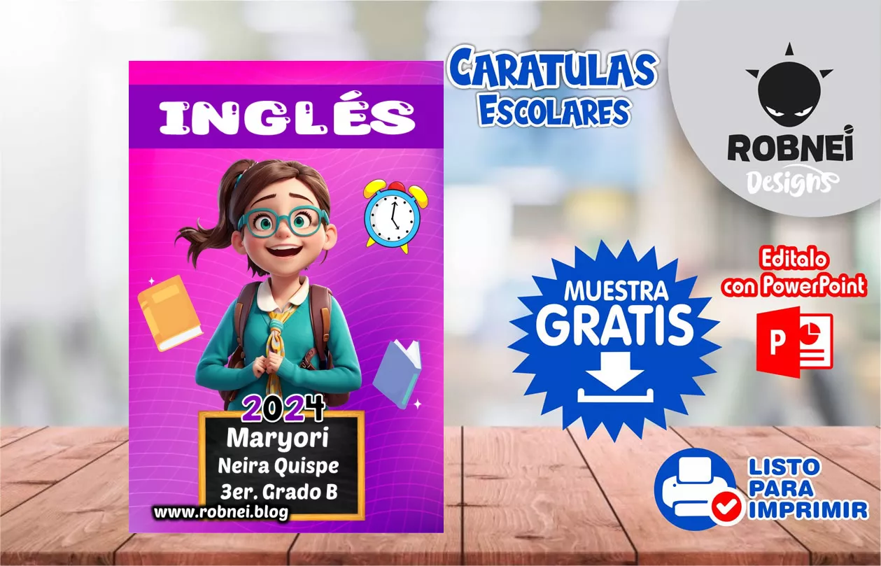 Cartula de Ingles Estudiante Girl Caratula MUESTRA GRATIS