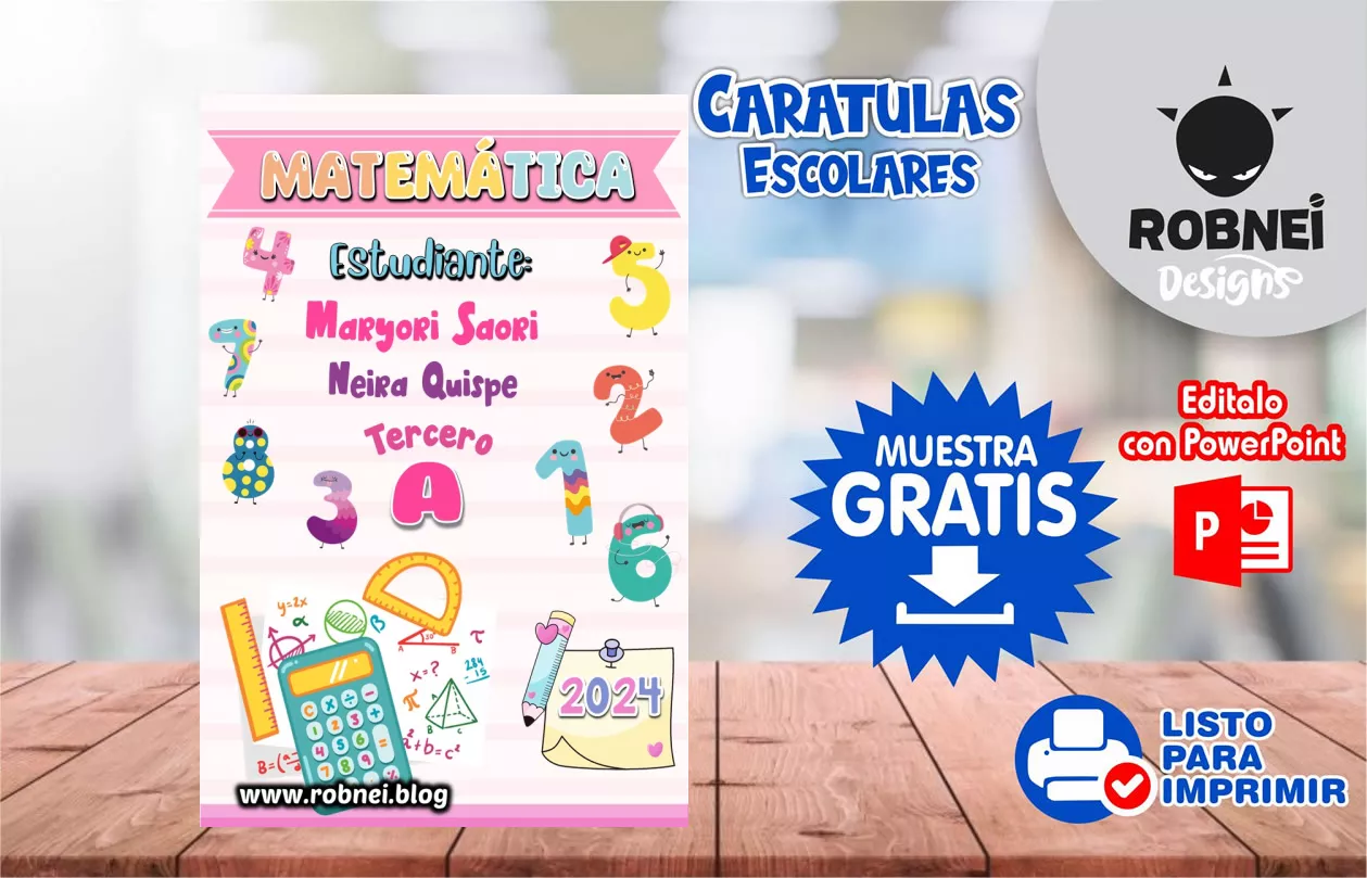 Cartula de Matematica Caratula Rosa MUESTRA GRATIS