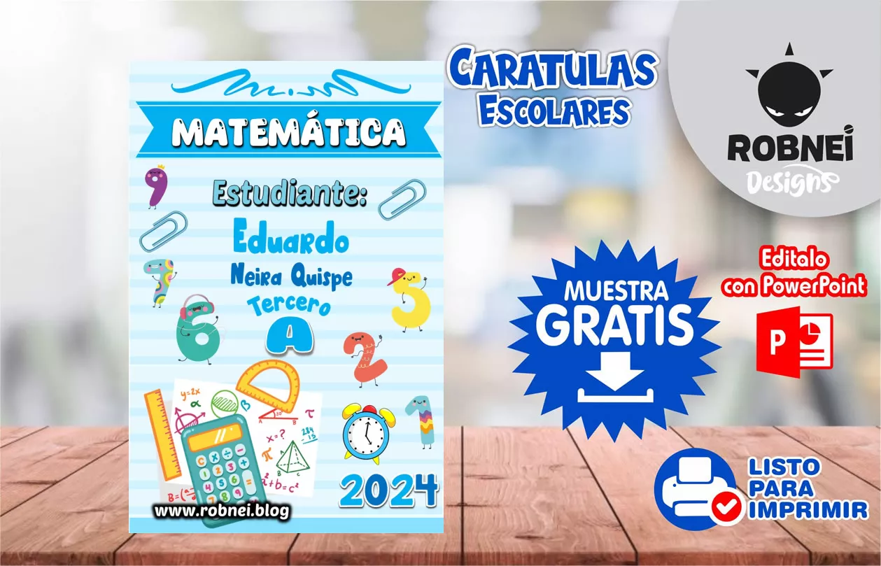 Cartula de Matematica Celeste Caratula MUESTRA GRATIS