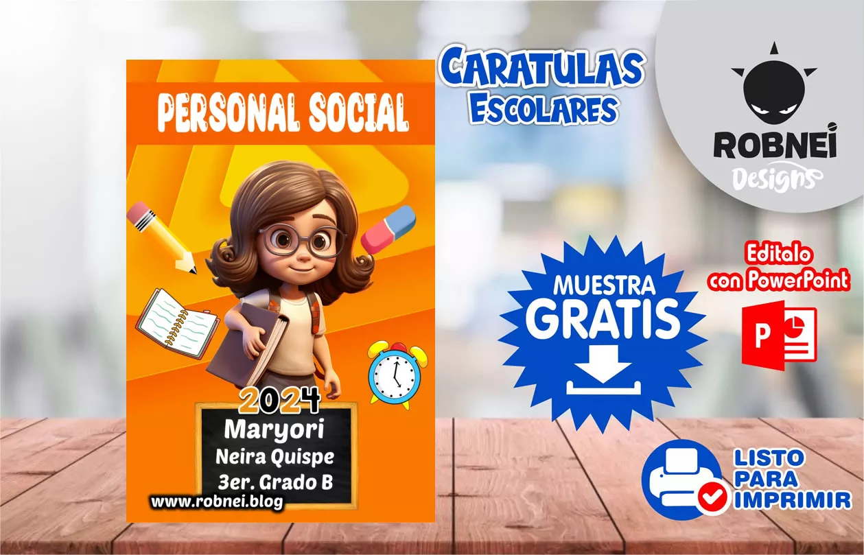 Cartula de Personal Social Estudiante Girl Caratula MUESTRA GRATIS