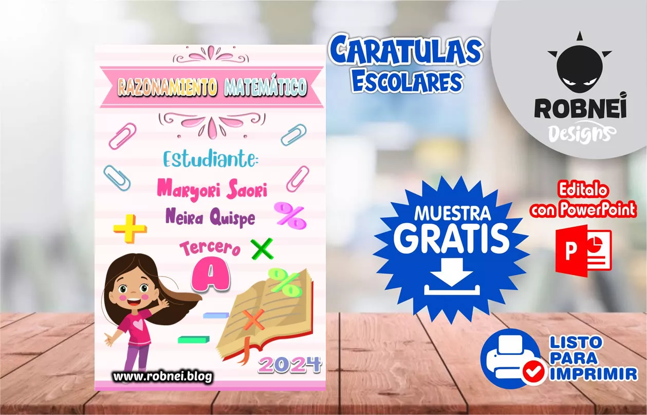 Cartula de Razonamiento Matematico Caratula Rosa MUESTRA GRATIS