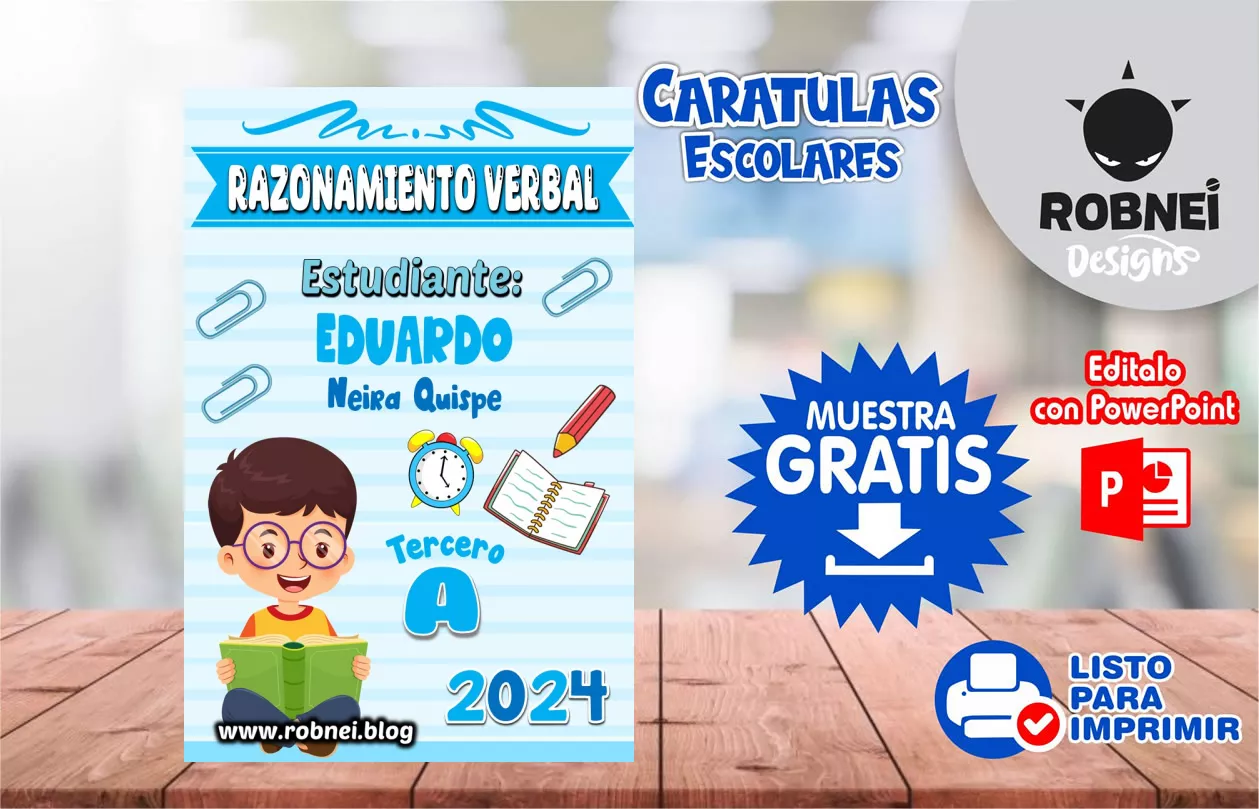 Cartula de Razonamiento Verbal Celeste Caratula MUESTRA GRATIS