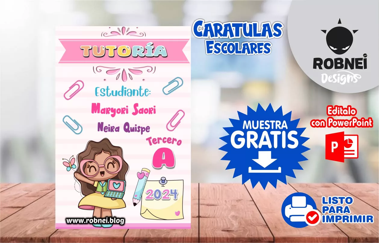 Cartula de Tutoria Caratula Rosa MUESTRA GRATIS