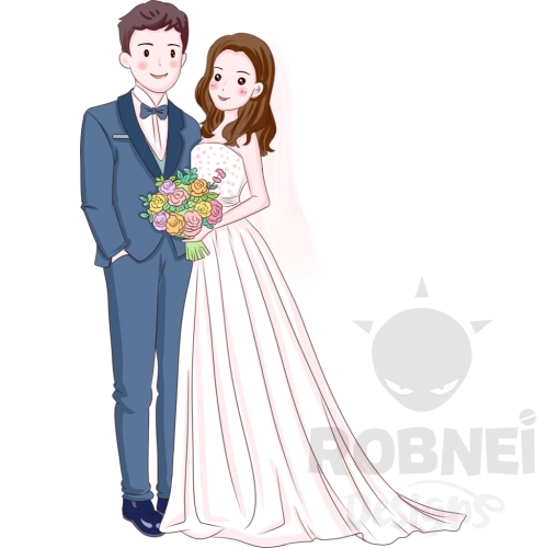 boda novios dibujo ilustracion