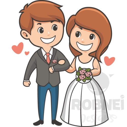 ilustracion novios boda adorables