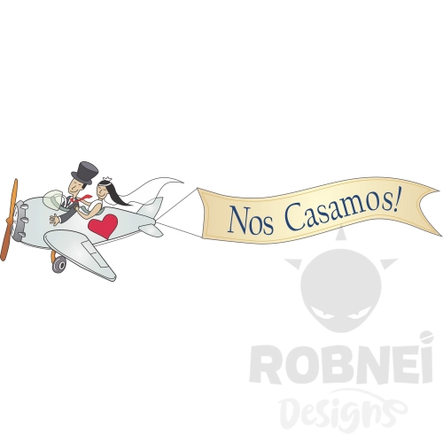 novios boda ilustracion avion