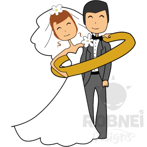 novios dibujos animados anillo boda