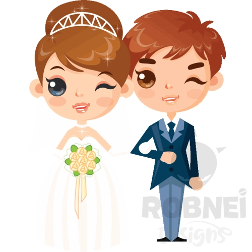 pareja-boda-dibujo-animado