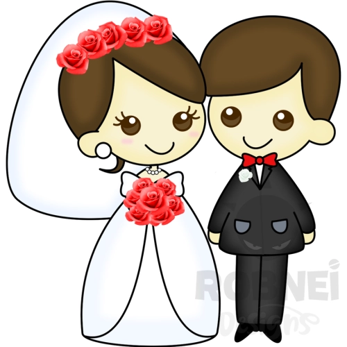 pareja boda ilustrada animada