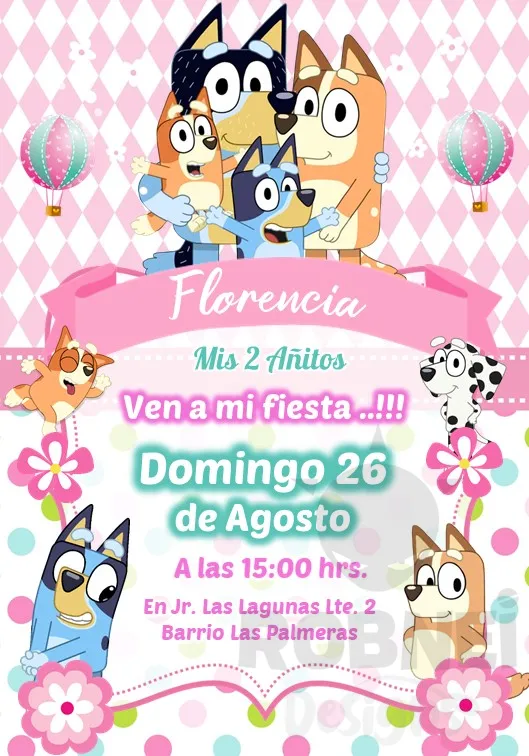 Archivo de Invitacion Bluey y Bingo Rosa