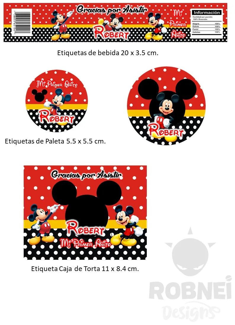 Archivo de Etiquetas Mickey Rojo