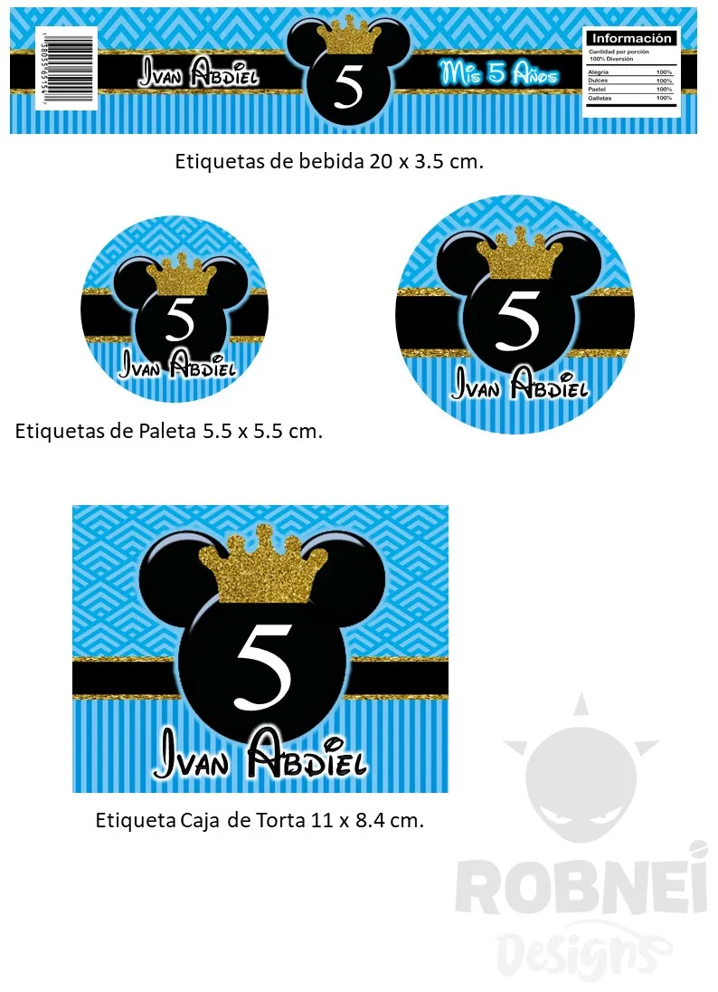 Etiquetas-Mickey-Rey