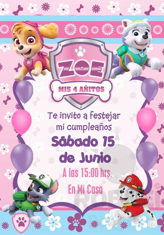 Archivo de Invitacion Paw Patrol Girl