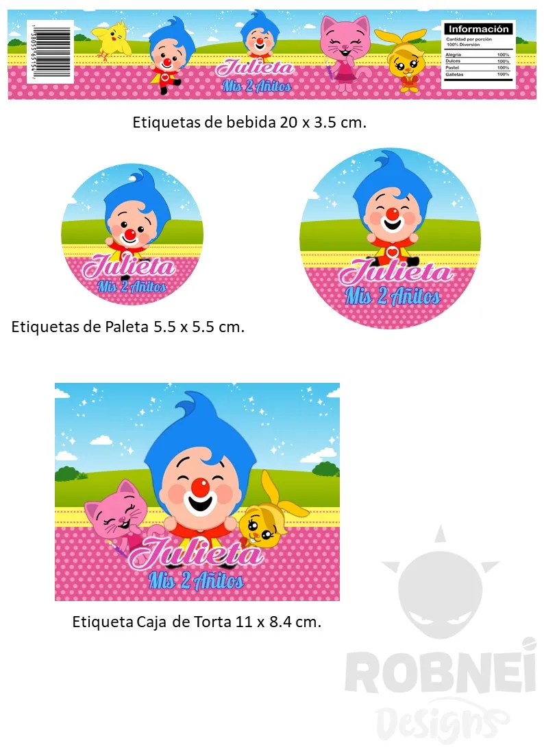 Etiquetas-Payaso-Plim-Plim-Rosa