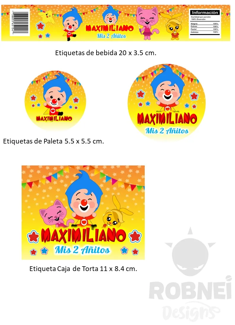 Archivo de Etiquetas Payaso Plim Plim Naranja