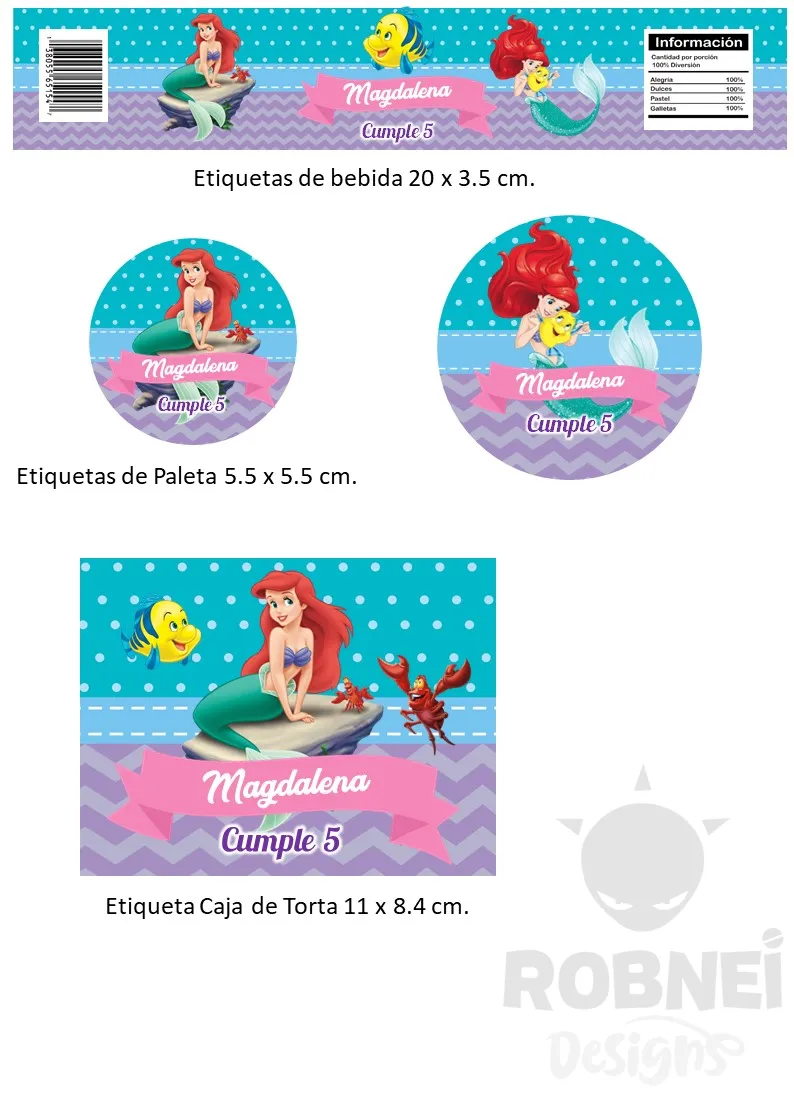 Etiquetas-Sirenita-Ariel