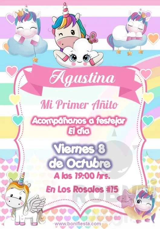 Archivo de Invitacion Unicornio Bebe