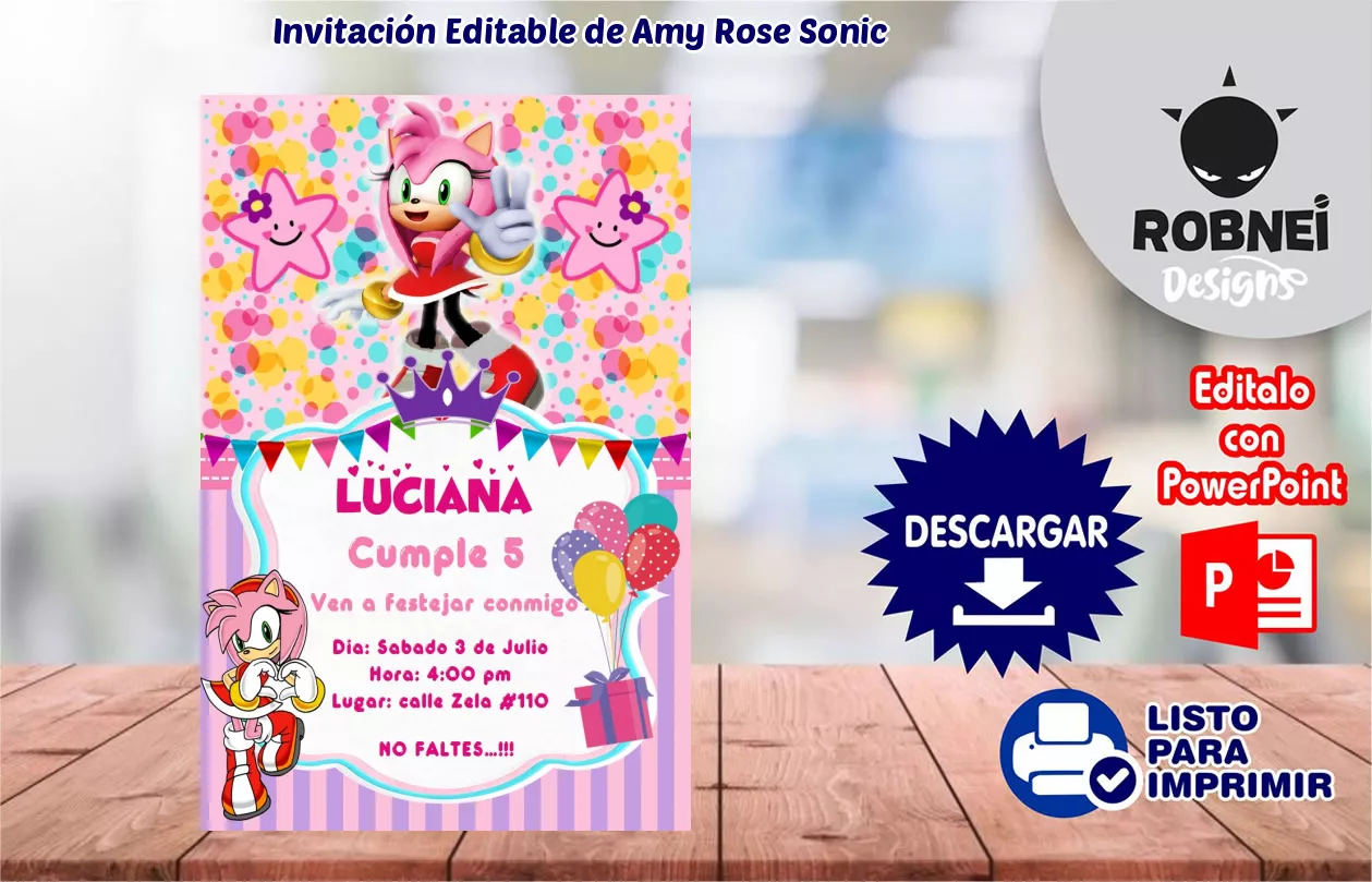 Invitacin de Amy Rose Sonic