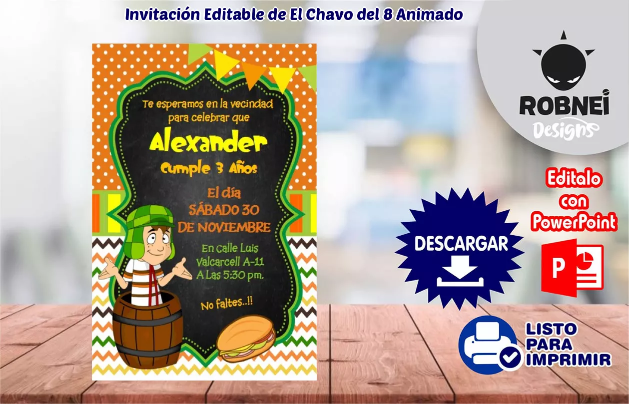 Invitacin de El Chavo del 8 Animado