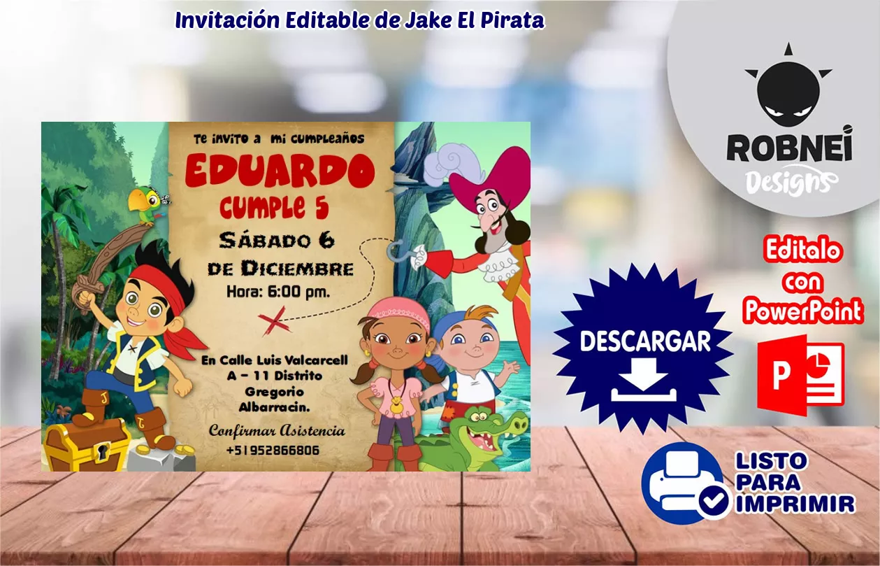 Invitacin de Jake El Pirata