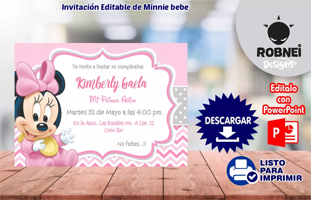 Invitacin de Minnie bebe