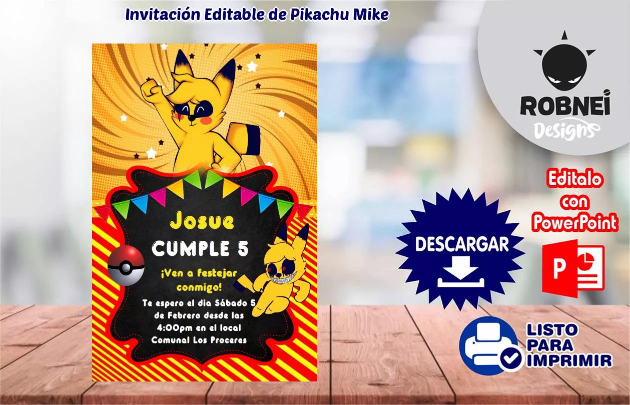 Invitacin de Pikachu Mike