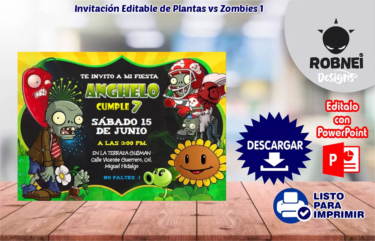 Invitacin de Plantas vs Zombies 1