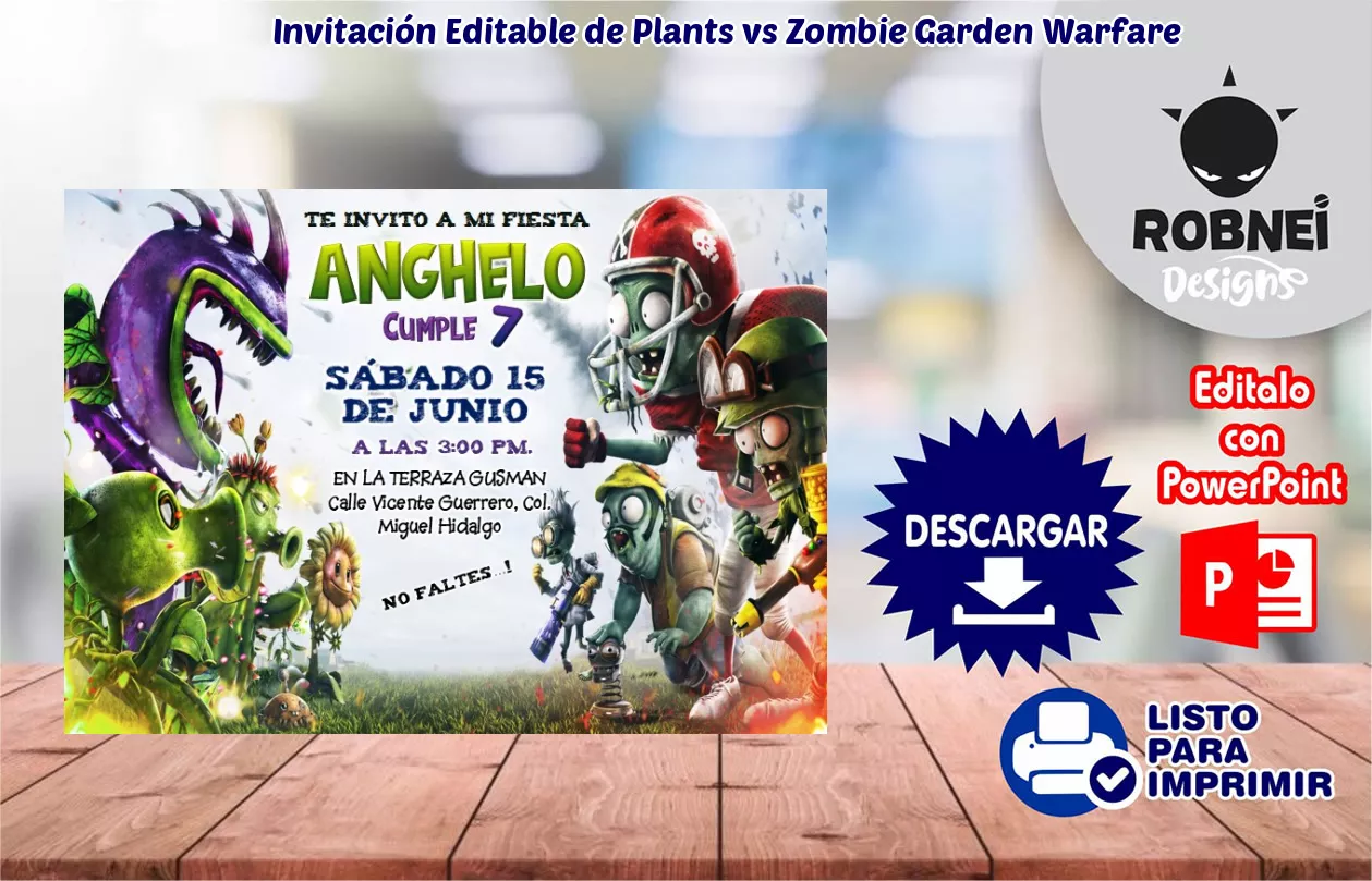 Invitacin de Plants vs Zombie Garden Warfare