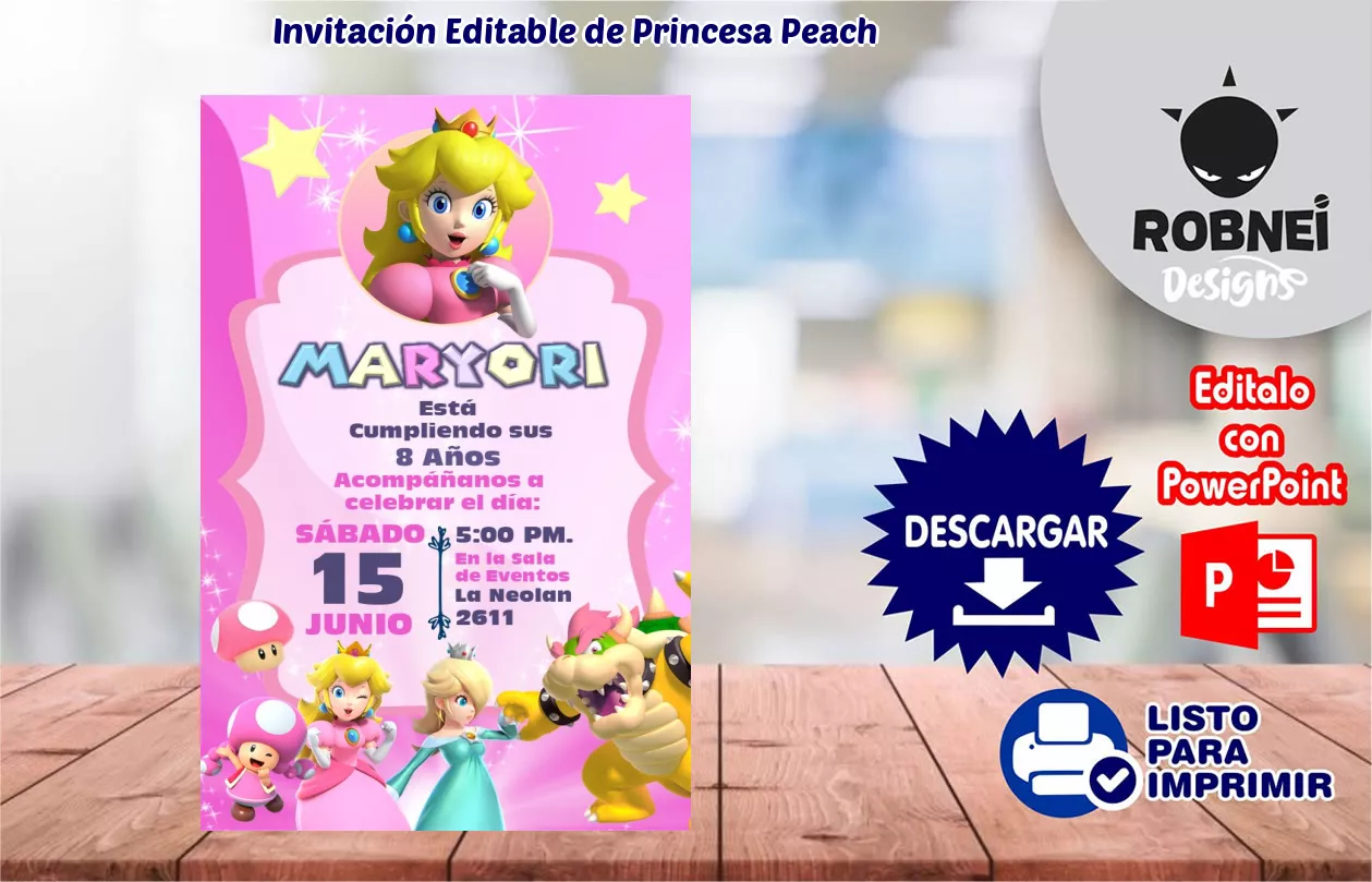 Invitacin de Princesa Peach