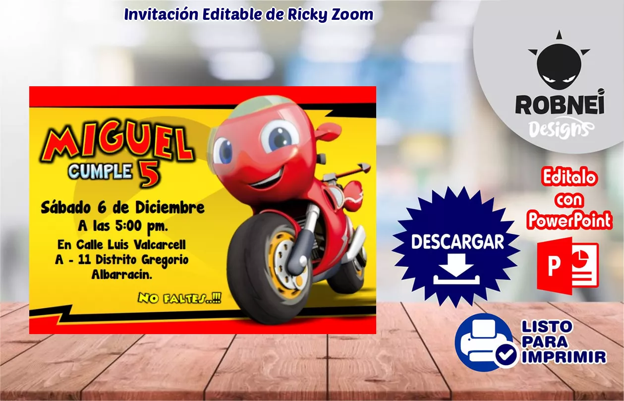 Invitacin de Ricky Zoom