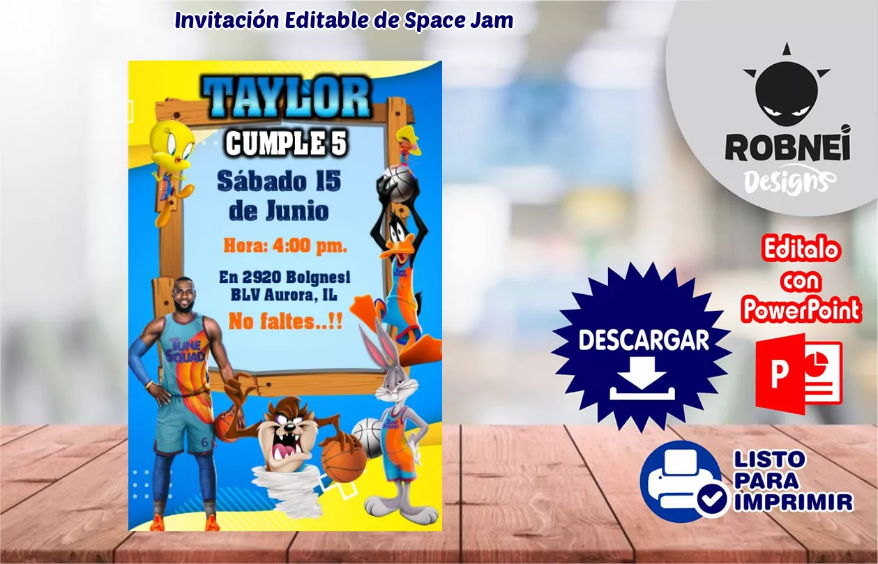 Invitacin de Space Jam