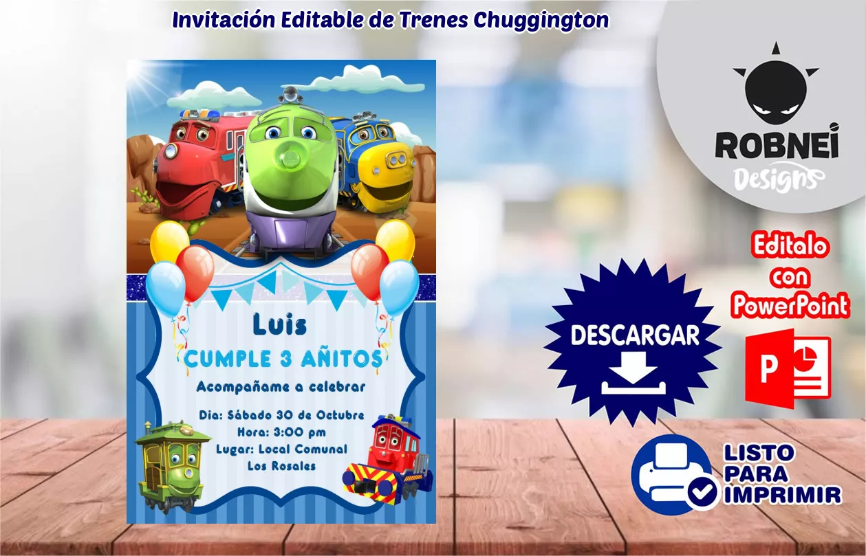 Invitacin de Trenes Chuggington