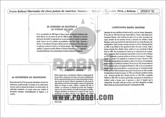 Lamina de SIMON BOLIVAR con texto