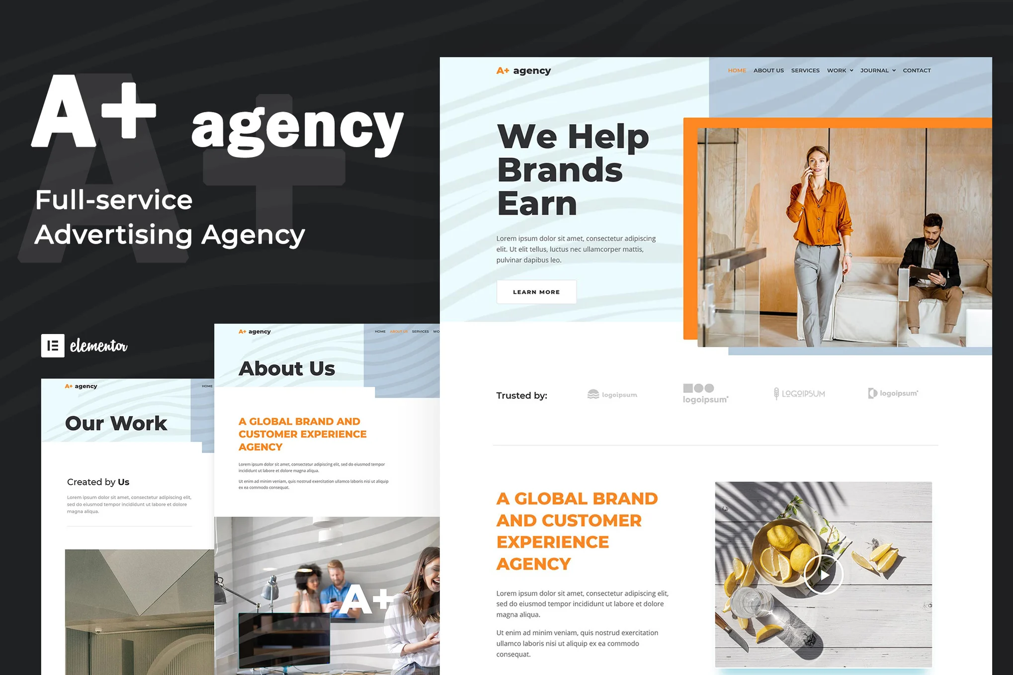 Plantilla de a plus creative agency elementor template kit