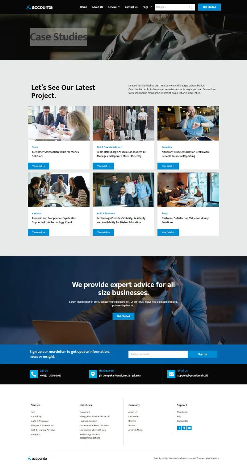 Plantilla de accounta accounting firm elementor template kit