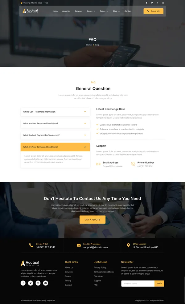 Plantilla de acctual accounting firm elementor template kit