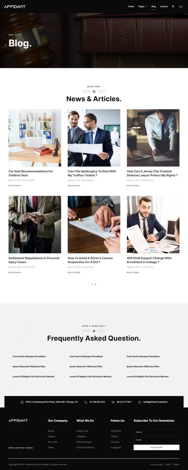 Plantilla de affidavit lawyer law firm elementor template kit