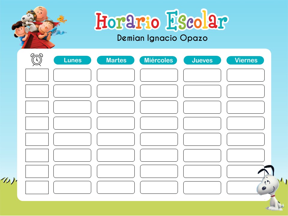 Miniatura de Snoopy-Friends-Horario-Escolar