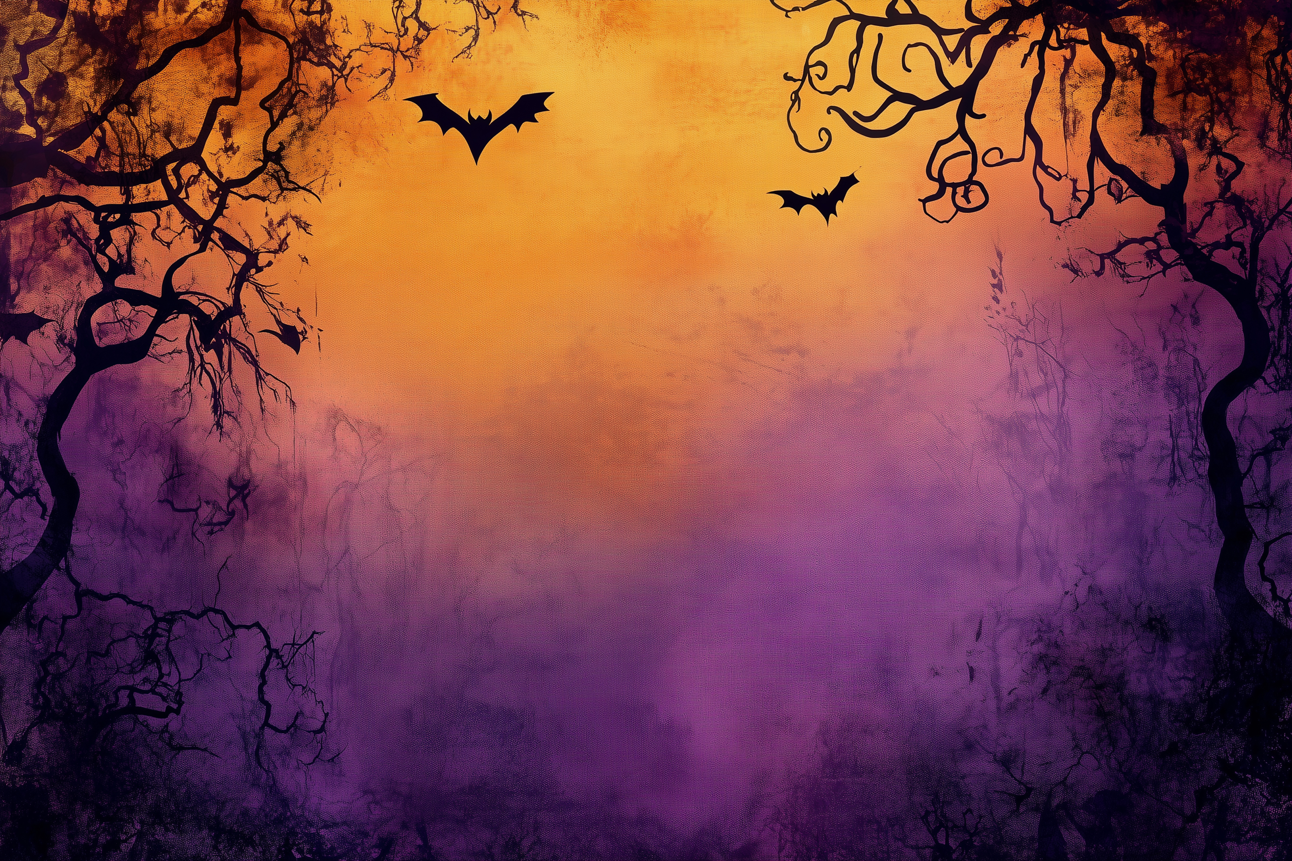 halloween background purple orange with spooky designs copy space