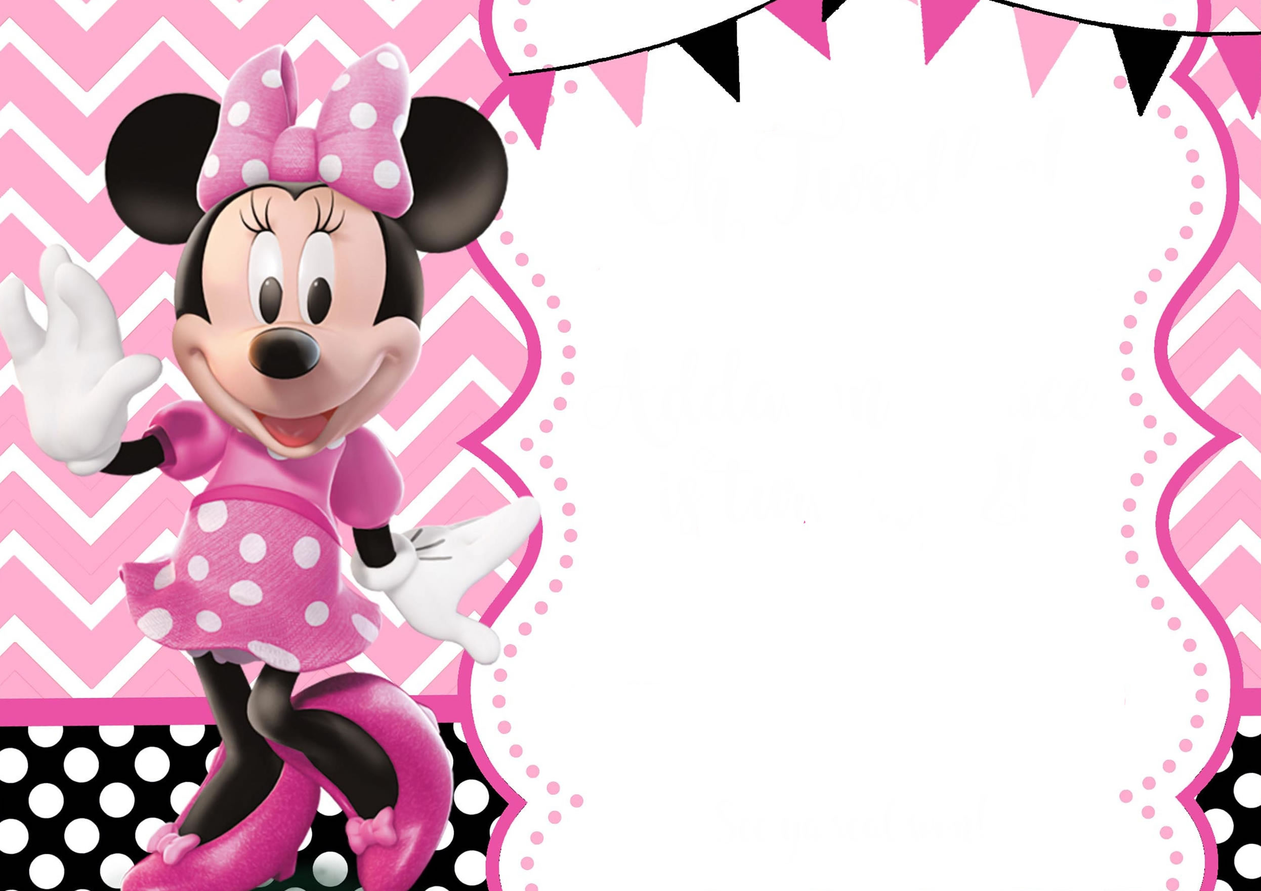 Minnie Mouse Fondo Rosa Negro